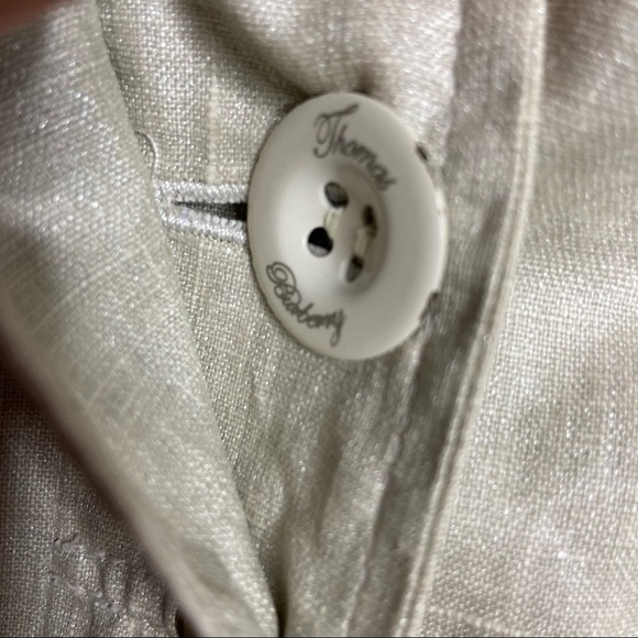 Thomas Burberrys Size Large Linen Flax Beige Vintage Jacket - Picture 5 of 5